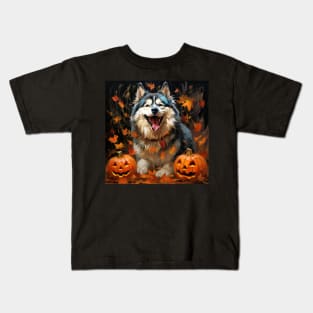 Alaskan Malamute Halloween Kids T-Shirt